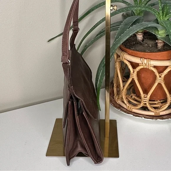 Fossil Vintage Brown Leather Crossbody Wallet Purse | 90s Y2K Minimalist - Picture 4 of 13